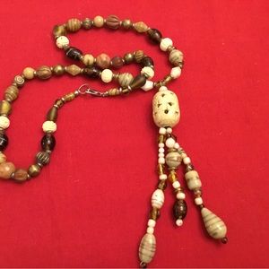 60’s Glass Bead and Stone Necklace 32”